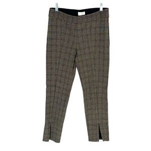 Avenue Montaigne Womens Plaid Textured High Rise Cropped Pants Brown Black Sz 10